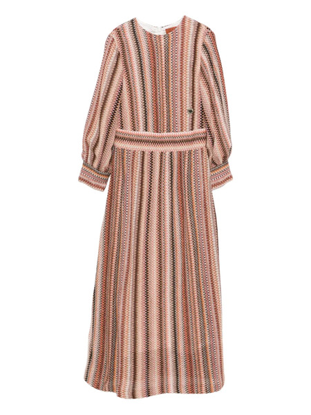  Missoni Kids Chevron-pattern Puff-sleeve Dress - Brown 
