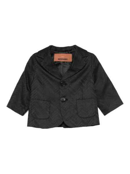  Missoni Kids Herringbone-pattern Three-button Jacket - Black 