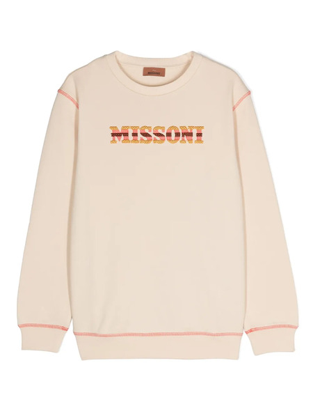  Missoni Kids Logo-embroidered Cotton Sweatshirt - Neutrals 