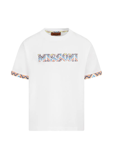  Missoni Kids Patterned-cuff T-shirt - White 