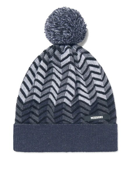  Missoni Kids Zig-zag Pom-pom Hat - Blue 