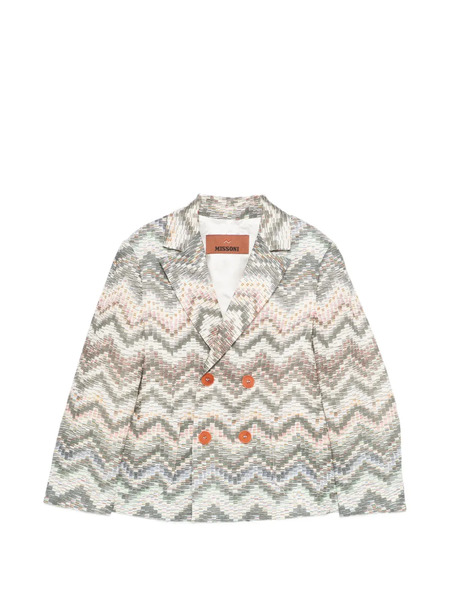 Missoni Kids Zigzag Double-breasted Blazer - Neutrals 