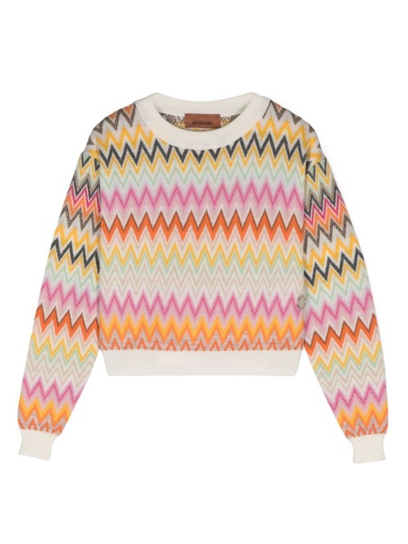  Missoni Kids Zigzag Jacquard Wool Jumper - Neutrals 