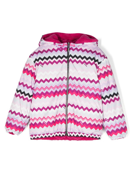  Missoni Kids Zigzag-pattern Hooded Bomber Jacket - Pink 