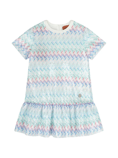  Missoni Kids Zigzag-pattern Ruffled Dress - Blue 