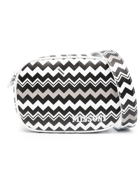  Missoni Kids Zigzag-print Leather Shoulder Bag - Black 