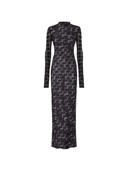  Missoni Long-sleeve Patterned Maxi Dress - Black 