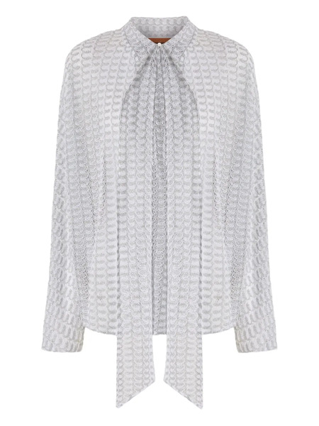  Missoni Sash-collar Lamé Blouse - Silver 