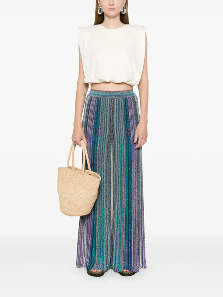  Missoni Sequin-embellished Ribbed Palazzo Pants - Blue 