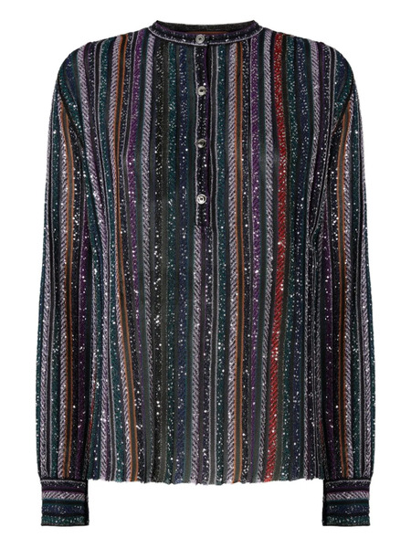  Missoni Sequin-striped Blouse - Black 