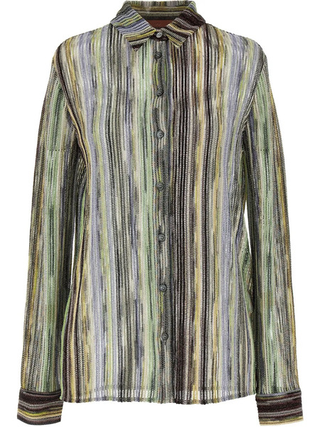  Missoni Striped Lamé Shirt - Green 
