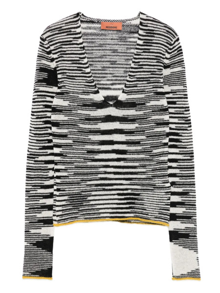  Missoni Striped-pattern V-neck Sweater - Black 