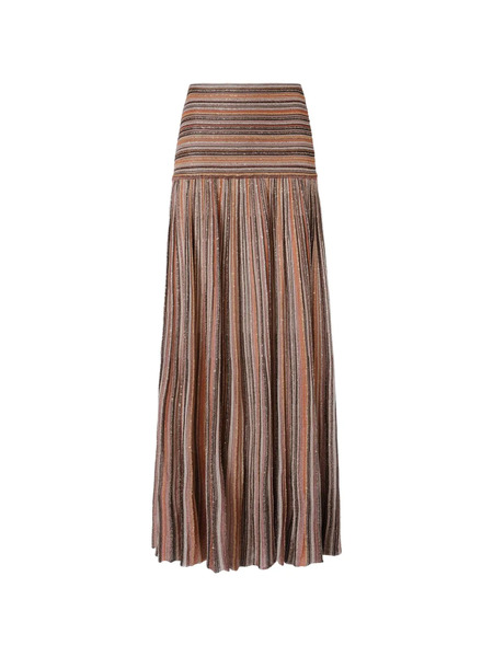  Missoni Striped Pleated Skirt - Brown 