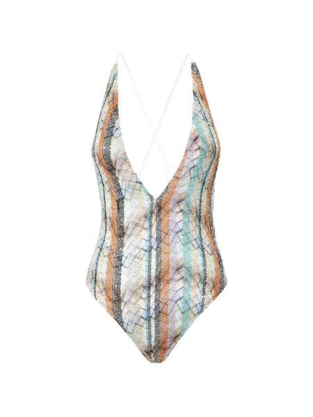  Missoni Striped Sequin Swimsuit - Neutrals 