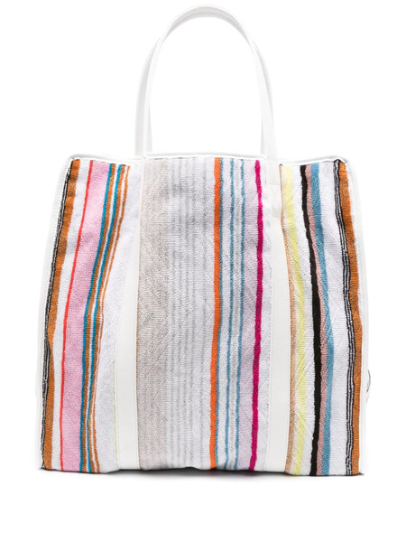  Missoni Striped Towelling Tote Bag - White 