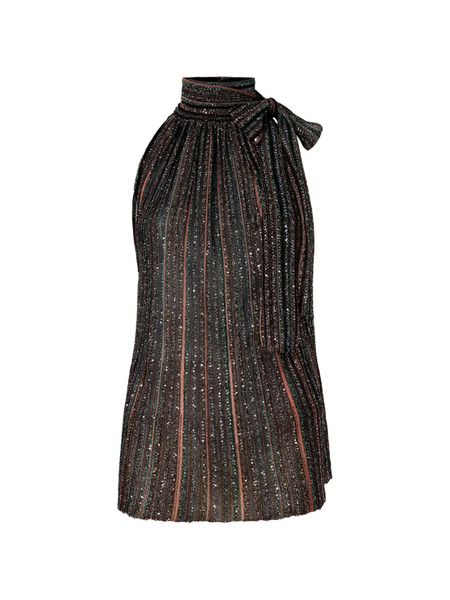  Missoni Tie-neck Striped Top - Black 