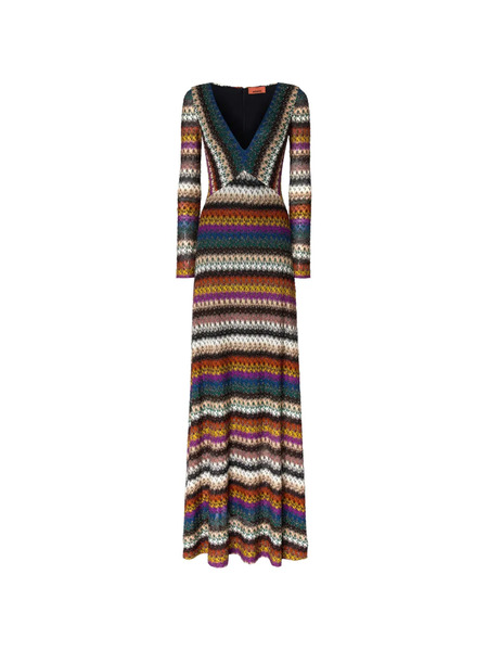  Missoni V-neck Patterned Maxi Dress - Brown 