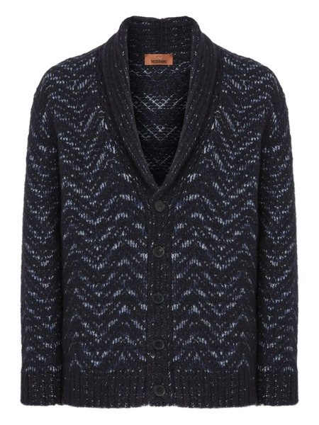  Missoni Wave-pattern Shawl-collar Cardigan - Blue 