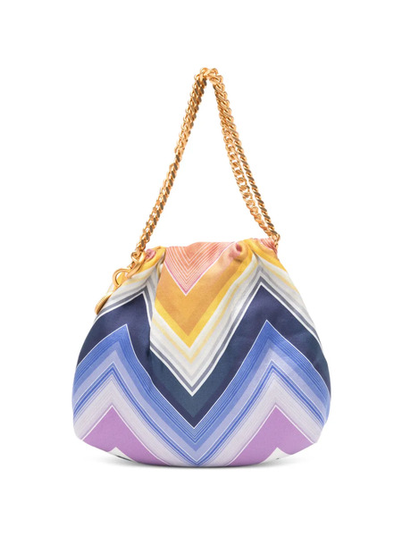  Missoni Wave Silk Drawstring Chain Tote Bag - Blue 