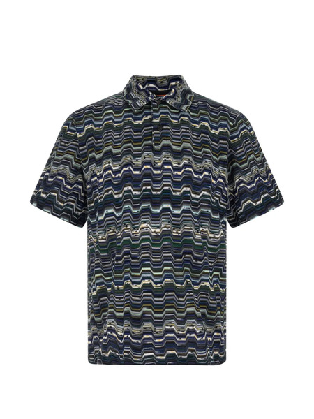  Missoni Zig-zag-pattern Polo Shirt - Blue 