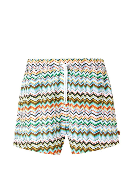  Missoni Zigzag Drawstring Swim Shorts - White 