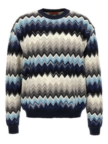  Missoni Zigzag-pattern Crew-neck Sweater - Blue 