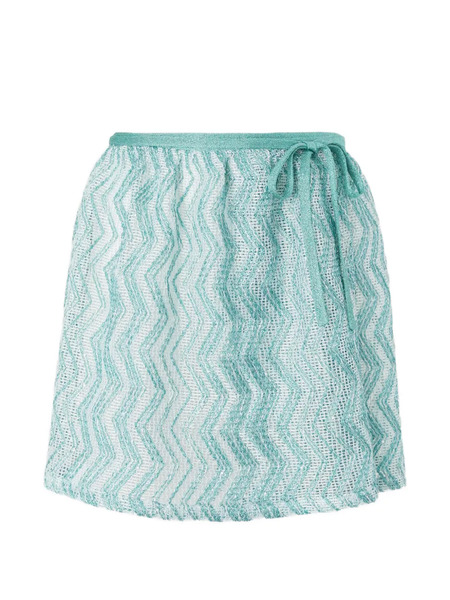  Missoni Zigzag-pattern Side-tie Mini Skirt - Blue 