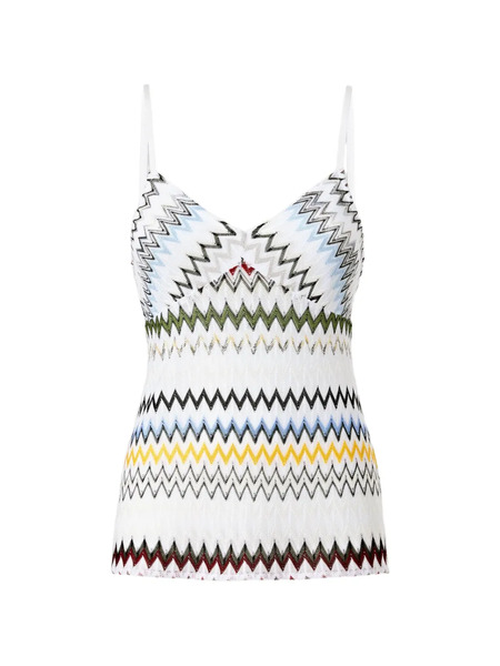  Missoni Zigzag-pattern V-neck Tank Top - White 