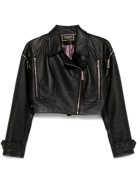  Mitiliane Couture Detachable-sleeves Leather Jacket - Black 