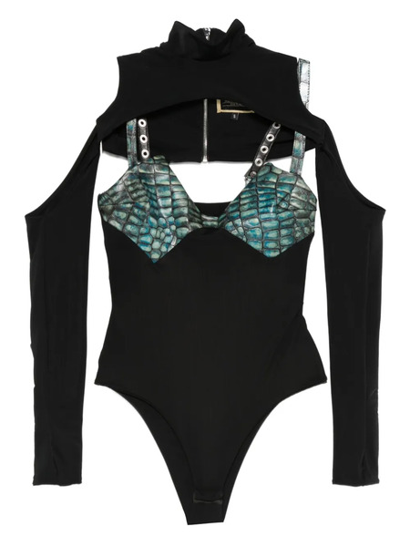  Mitiliane Couture Embossed Corset Croc Effect Top - Black 