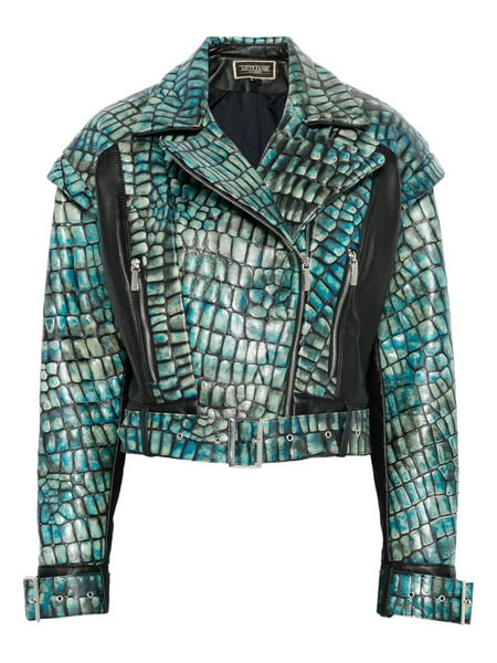 Mitiliane Couture Embossed Leather Jacket - Green 