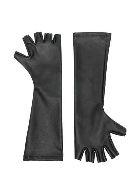  Mitiliane Couture Fingerless Leather Midi Gloves - Black 