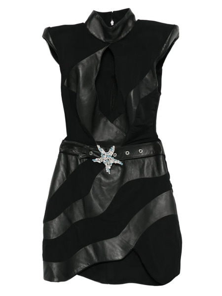  Mitiliane Couture Leather Inserts Starfish Belt Dress - Black 