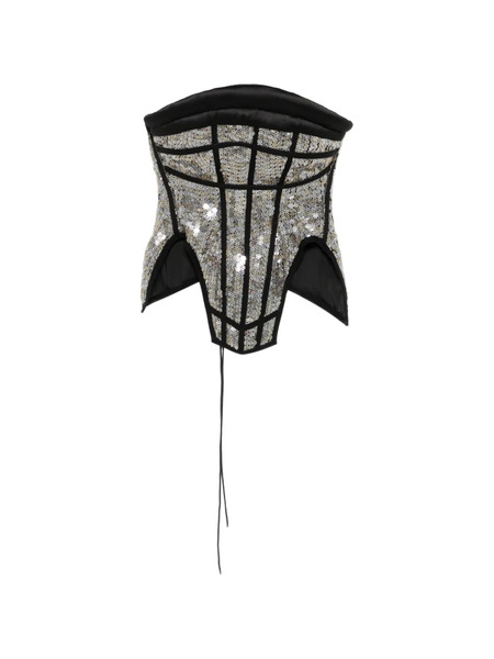  Mitiliane Couture Sequin-embellished Corset Top - Silver 