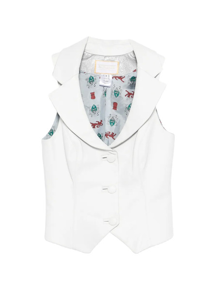  Mitiliane Couture Shawl-collar Leather Vest - White 