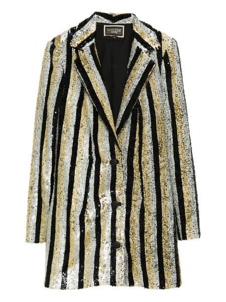  Mitiliane Couture Striped Sequined Tuxedo Coat - Black 