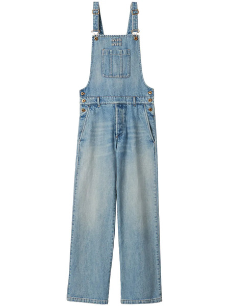  Miu Miu Appliqué-logo Denim Overalls - Blue 