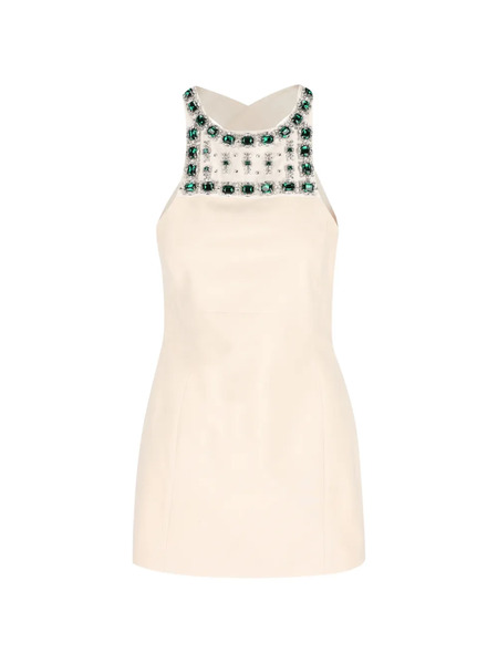  Miu Miu Apron Embroidered Mini Dress - Neutrals 