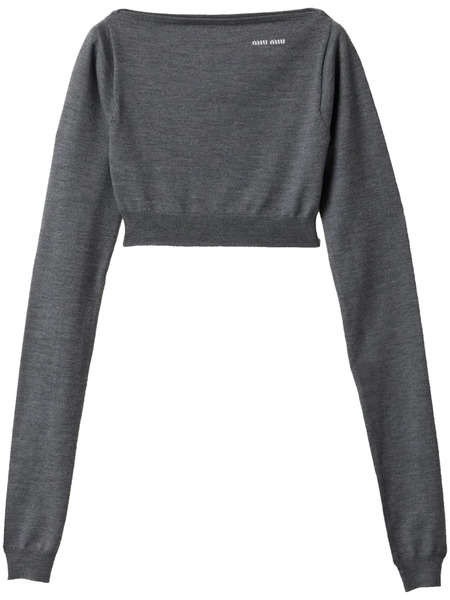  Miu Miu Boat-neck Top - Grey 
