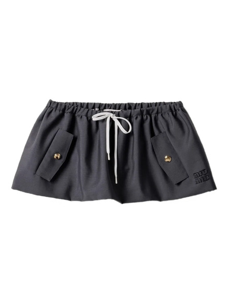  Miu Miu Bonded Logo-detail Drawstring Mini Skirt - Blue 