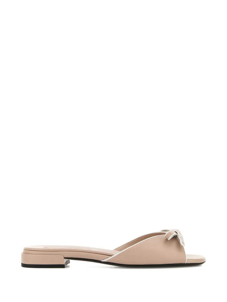  Miu Miu Bow-embellished Leather Sandals - Neutrals 