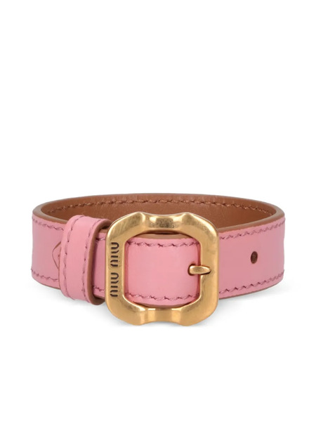  Miu Miu Buckle Leather Bracelet - Pink 