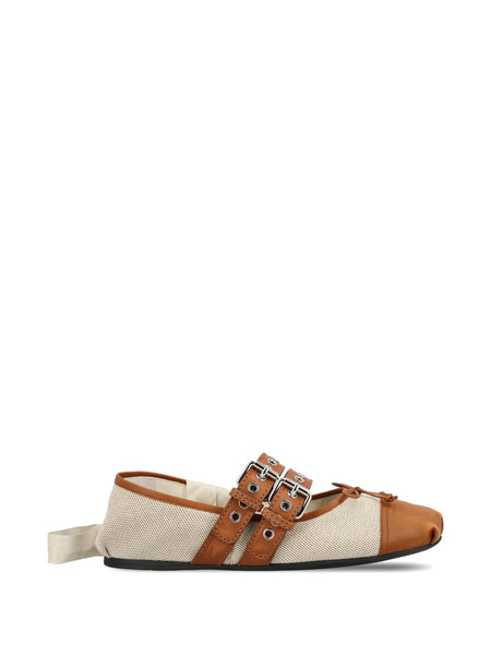  Miu Miu Buckle-strap Ballet Flats - Neutrals 