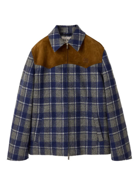  Miu Miu Check-pattern Jacket - Blue 