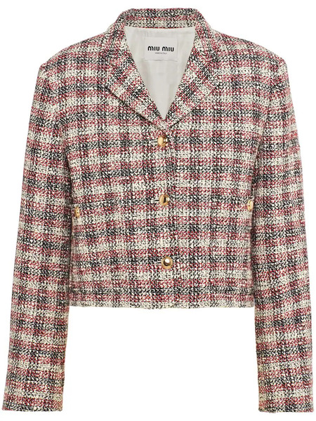  Miu Miu Checked Single-breasted Jacket - Yellow 