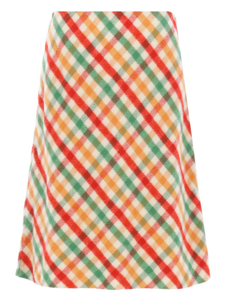  Miu Miu Checked Wool-blend Skirt - Green 