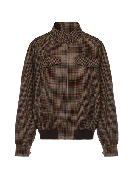  Miu Miu Checked Zip-fastening Jacket - Brown 
