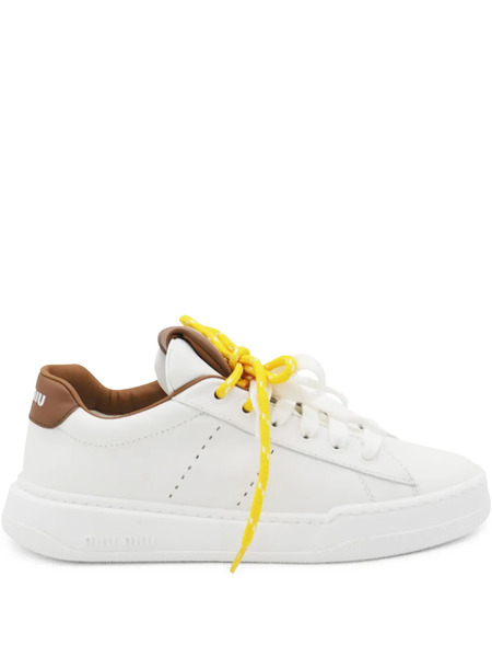  Miu Miu Chunky Leather Sneakers - White 
