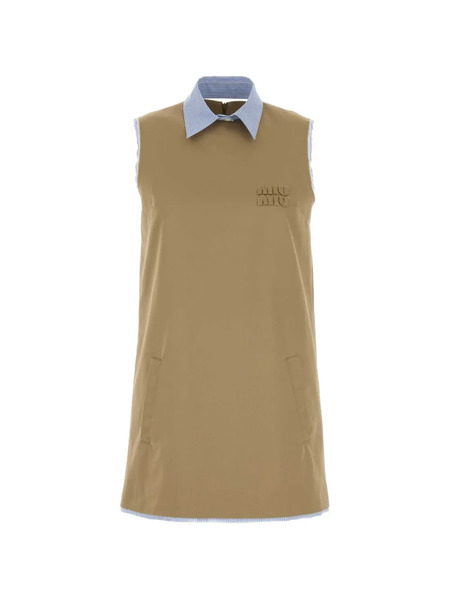  Miu Miu Collared Mini Dress - Neutrals 