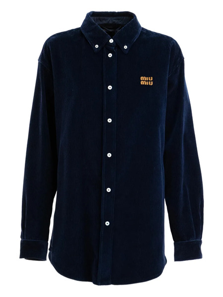  Miu Miu Corduroy Buttoned Shirt Jacket - Blue 